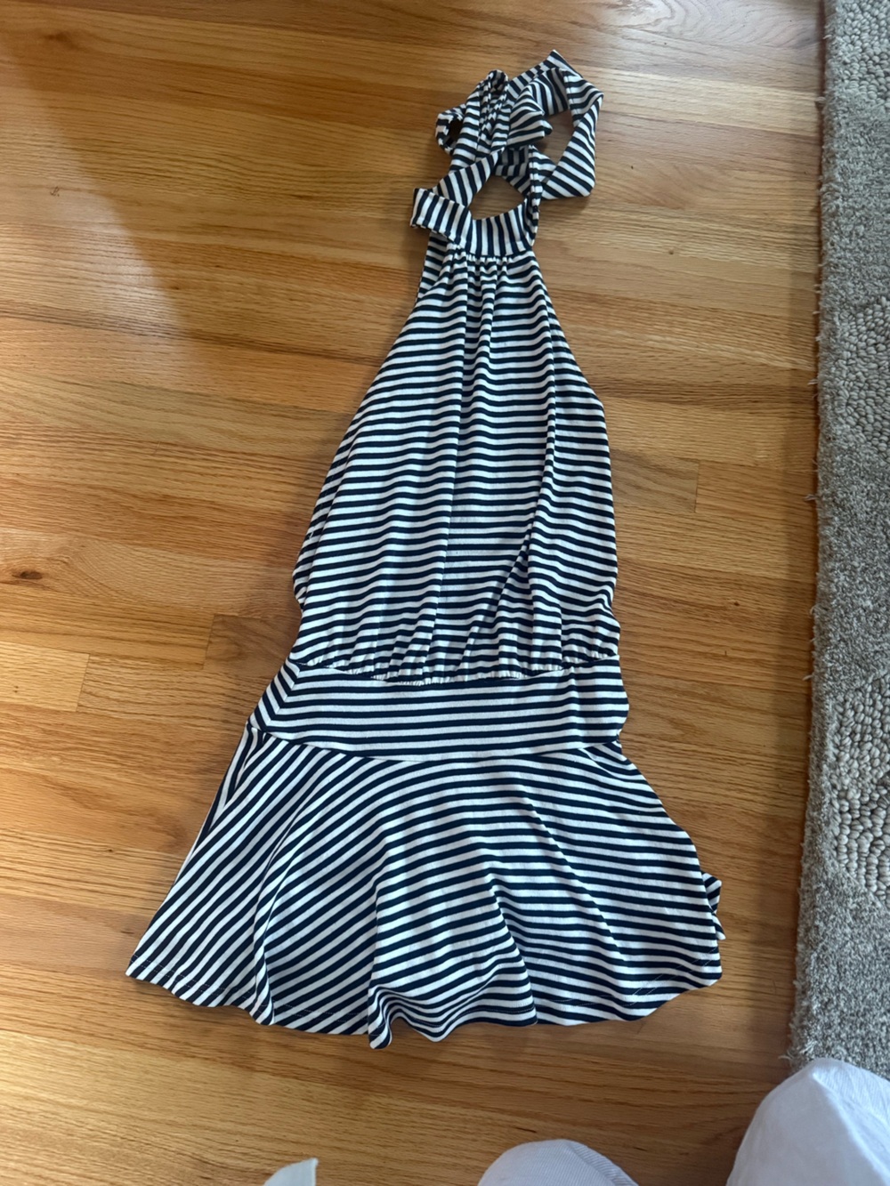 NWT sky to moon Striped Halter romper in Navy and White
